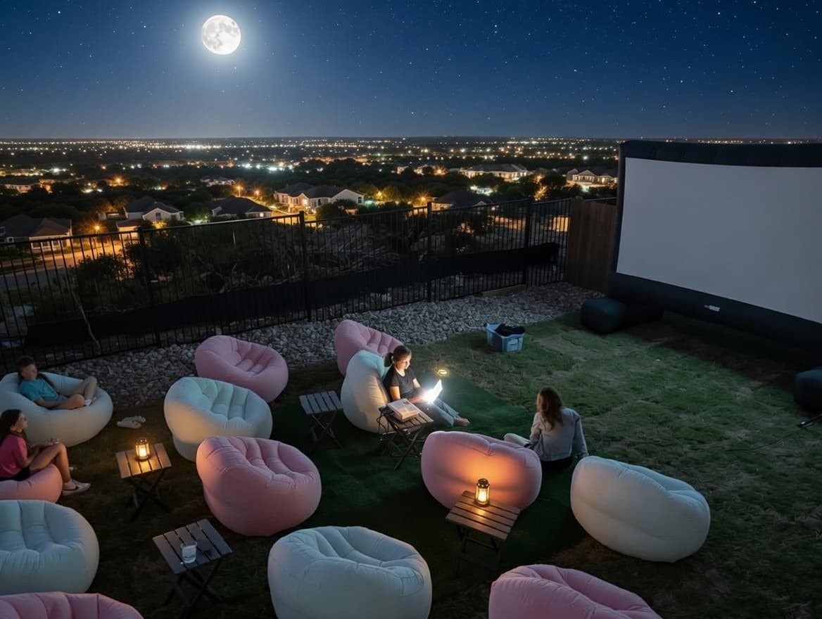 Outdoor movie setup 2 in Cedar Park